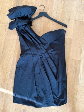 ASOS Black One-Shoulder Dress with Statement Bow